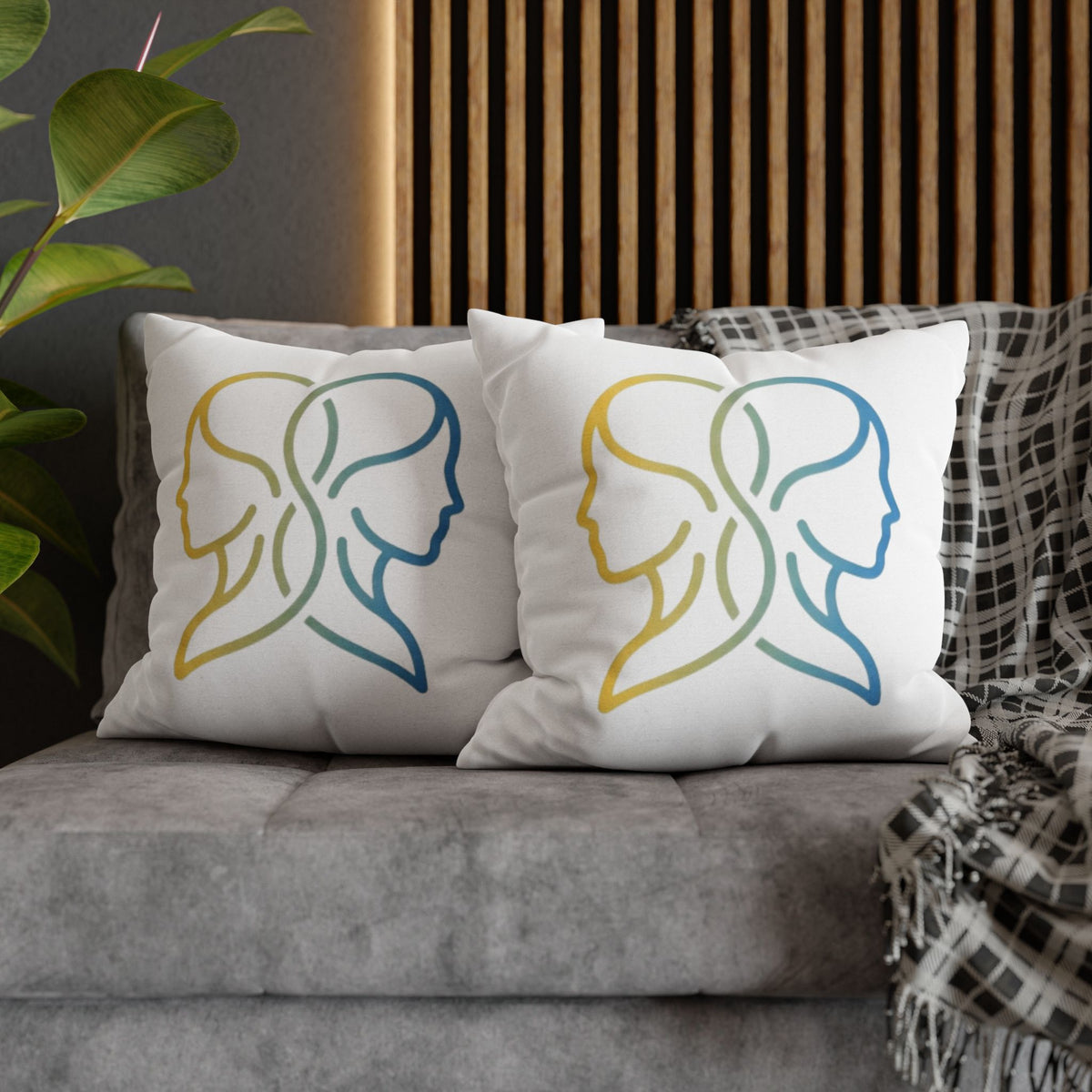 Gemini Zodiac Pillowcase — Dual-Face Gradient Astrology Throw Pillow Cover