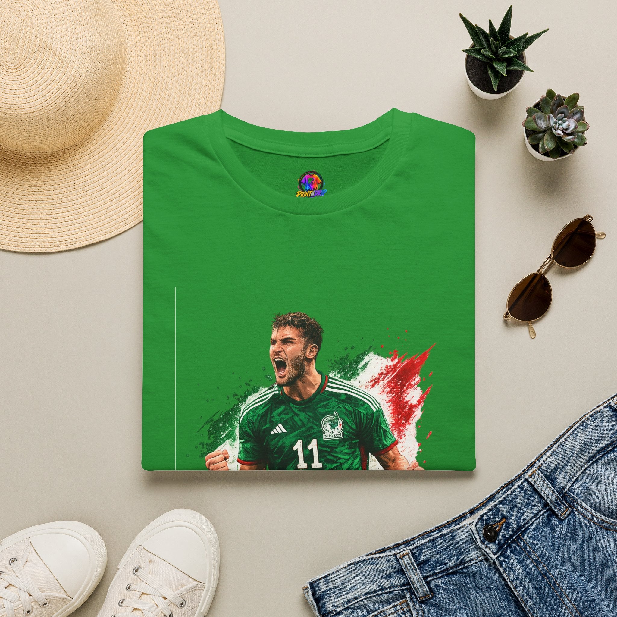 Mexico Soccer Jersey T-Shirt — Santiago Giménez Mexico #11 Fan Tee