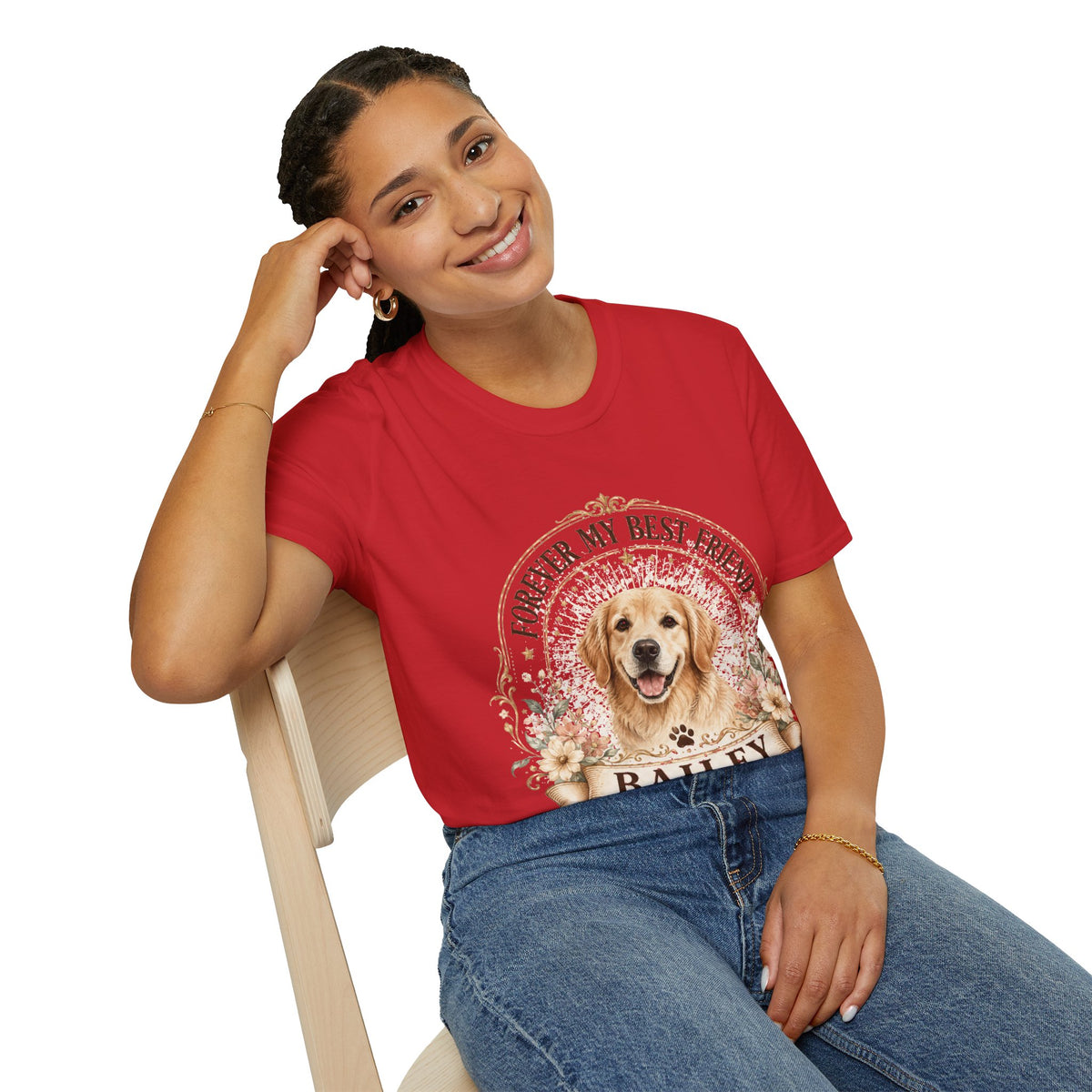 Forever My Best Friend Dog T-Shirt — Personalized Pet Name Golden Retriever Tee