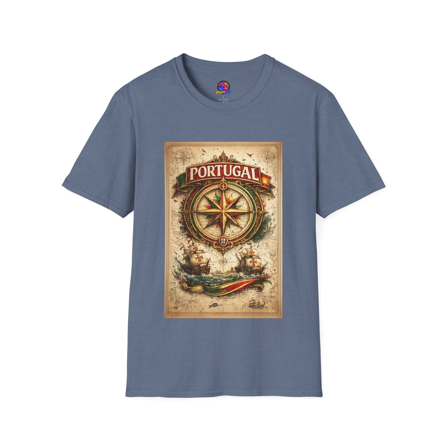 Portugal Compass T‑Shirt — Vintage Nautical Travel Tee