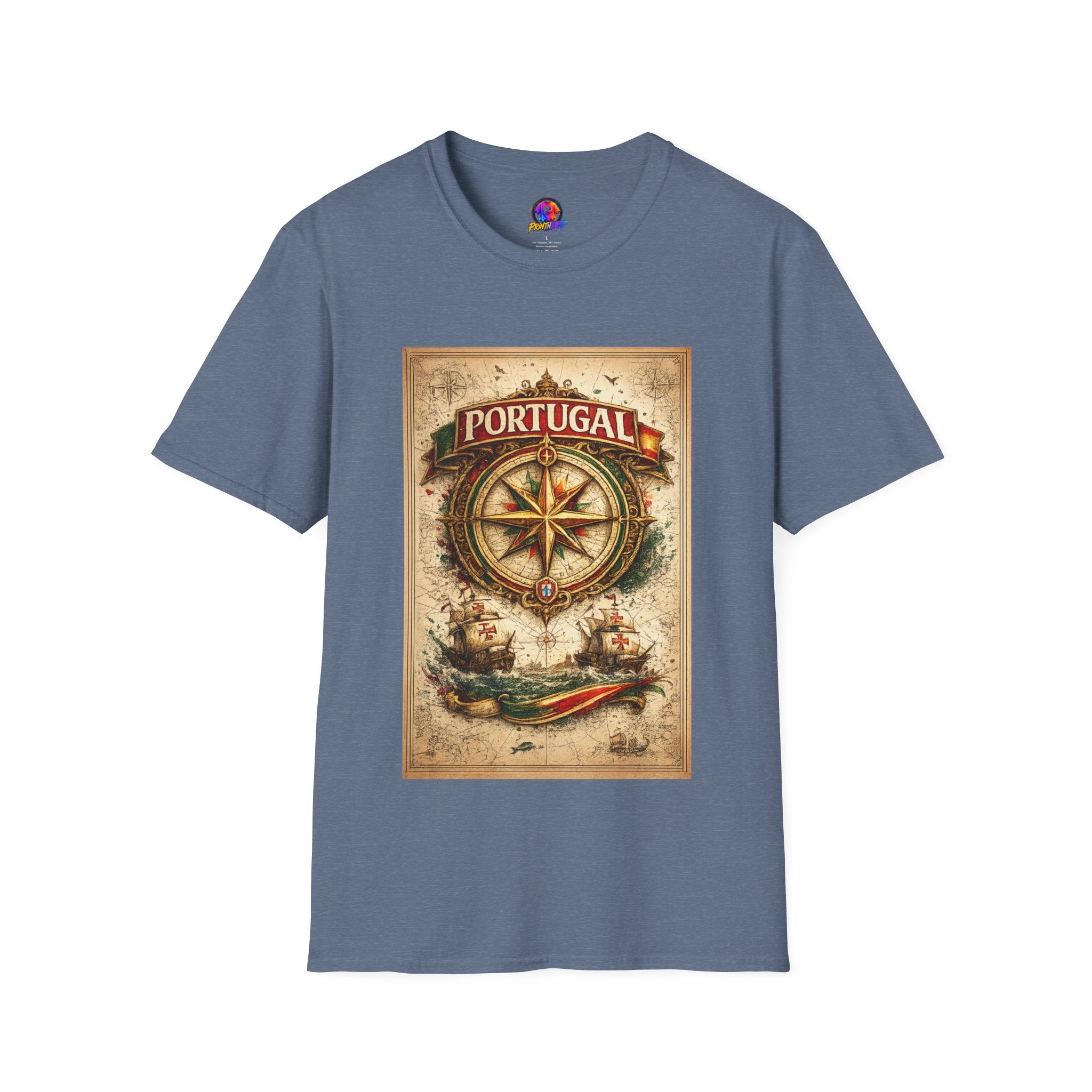 Portugal Compass T‑Shirt — Vintage Nautical Travel Tee