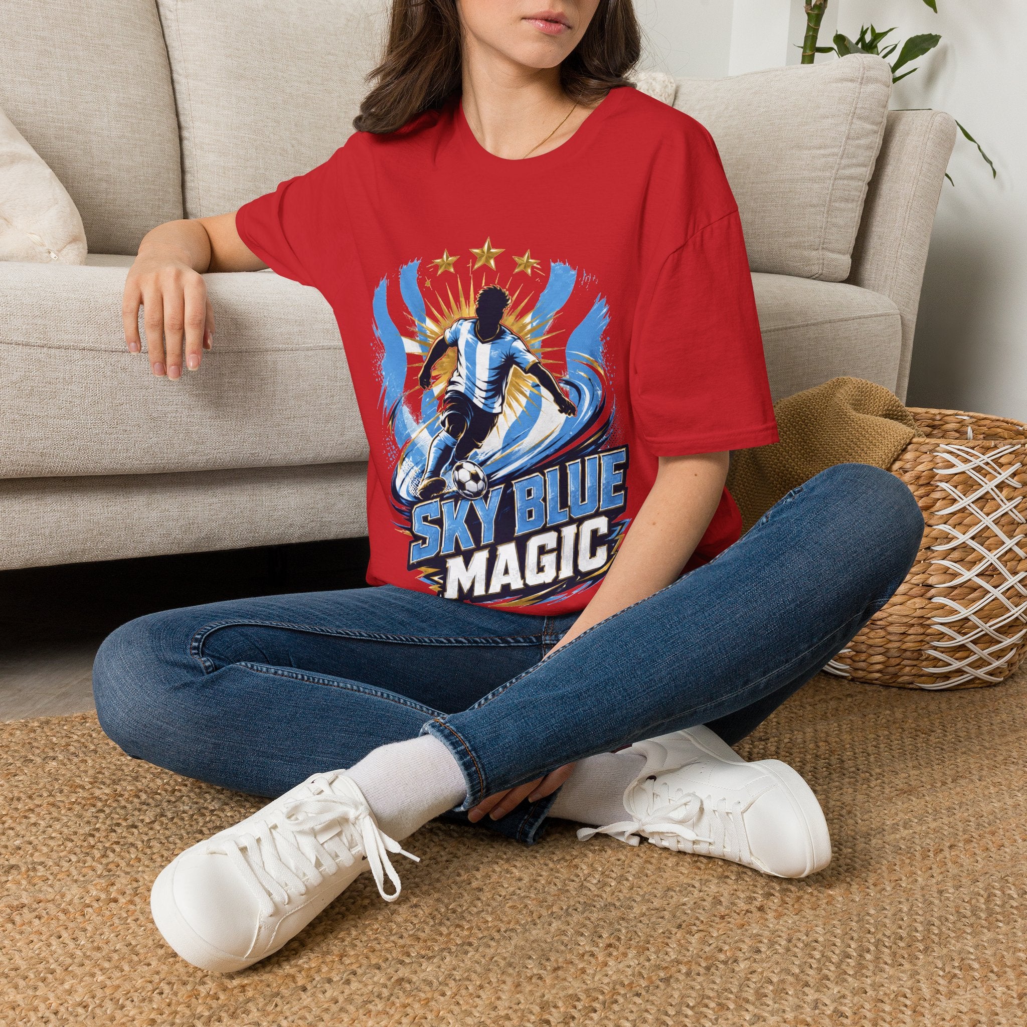 Argentina Sky Blue Magic Soccer T-Shirt — Argentinian Football Player Graphic Tee