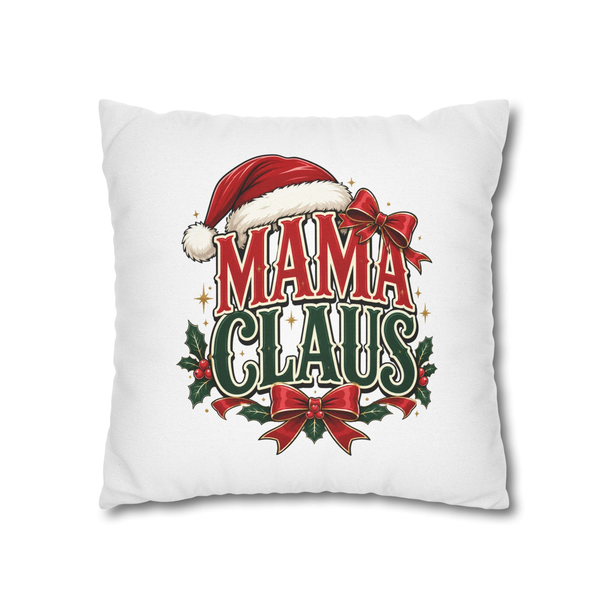 Christmas Mama Claus Holiday Throw Pillowcase — Christmas Decorative Square Pillow Cover