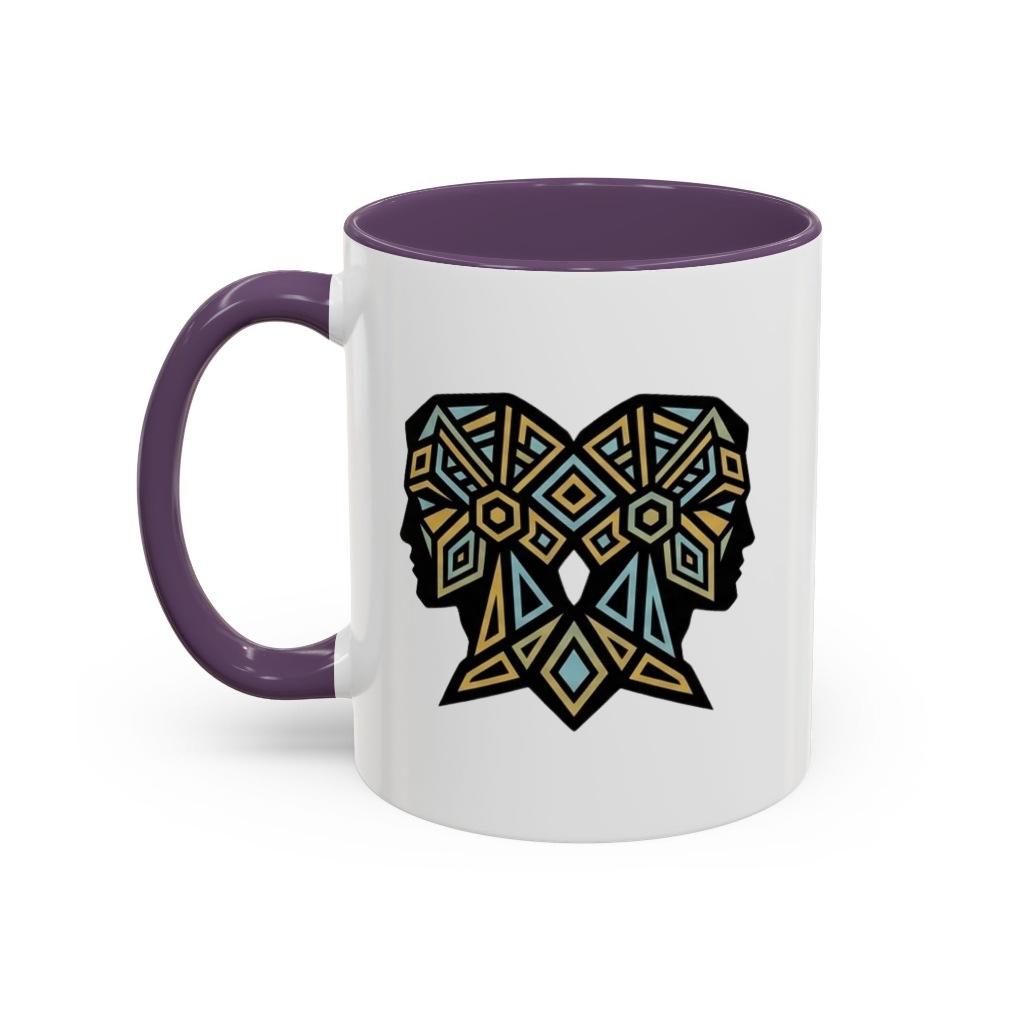 Geometric Elephant Accent Coffee Mug — Tribal Mosaic Design