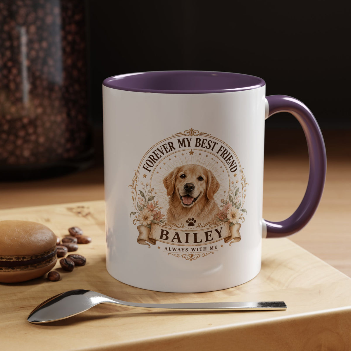 Milo Bailey Dog Dad Mom Golden Retriever Coffee Mug — “Forever My Best Friend” Personalized Dog Mug (Bailey)