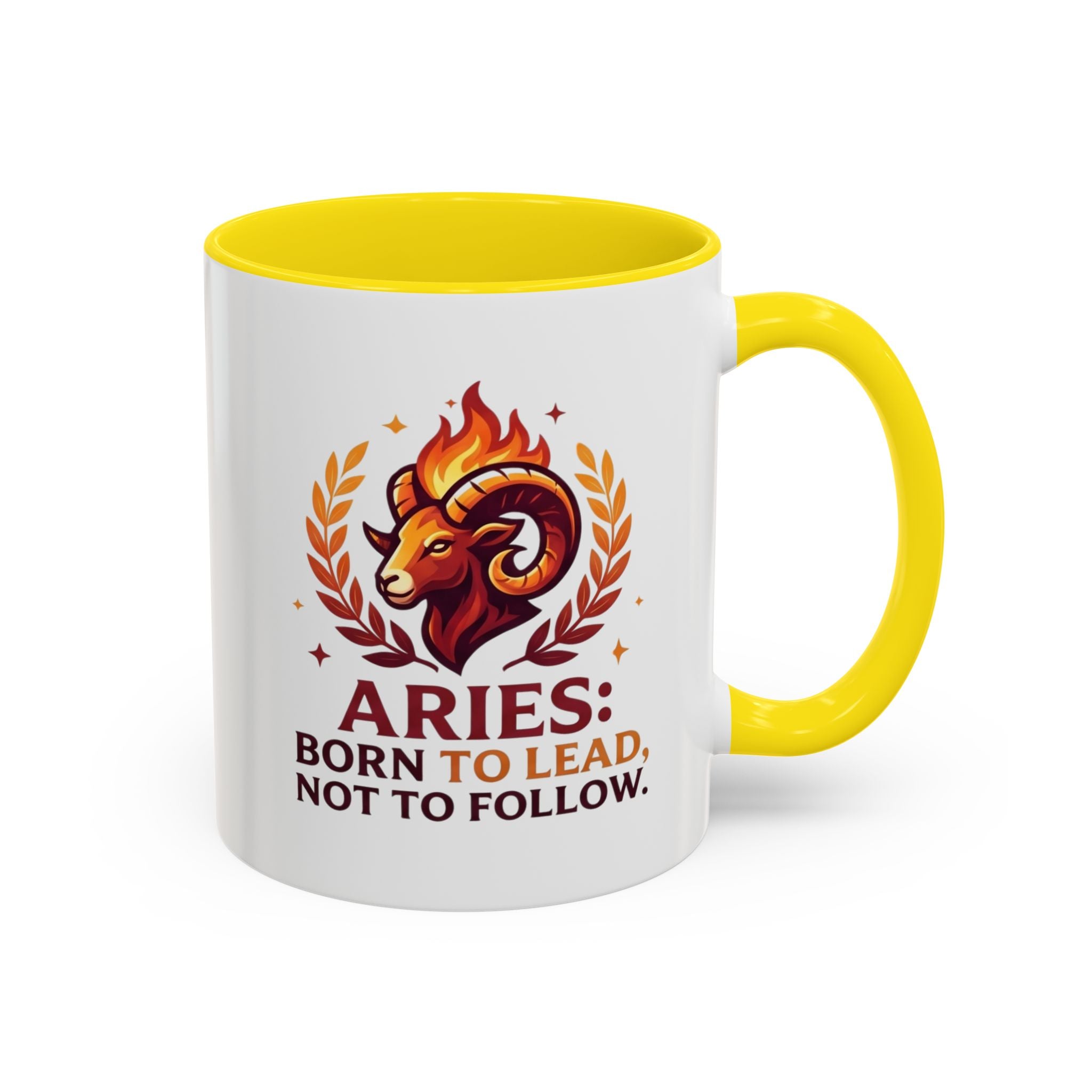 Aries Coffee Mug — "Aries: Born to Lead, Not to Follow" Zodiac Astrology Gift
