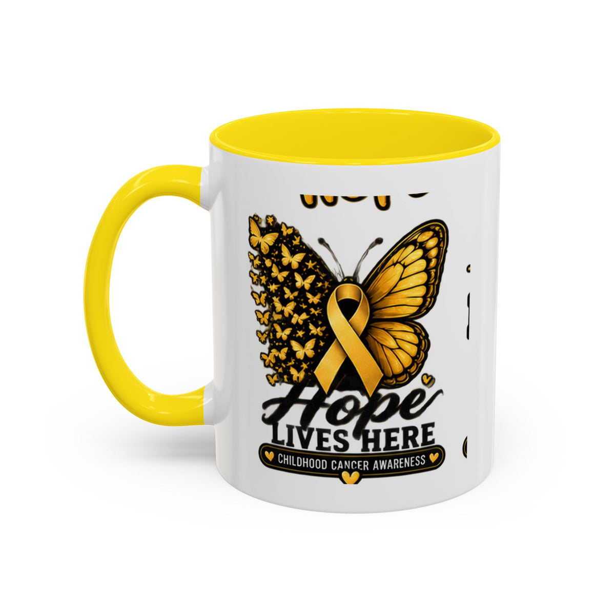 Children’s Cancer Awareness Accent Coffee Mug — "Hope Lives Here" (11/15oz)