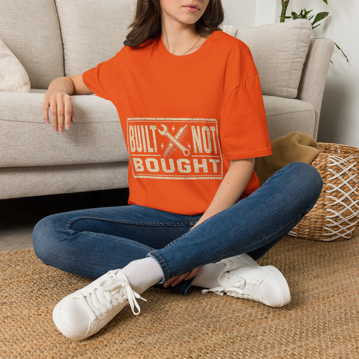 Built Not Bought T-Shirt — Vintage Mechanic Workwear Tee