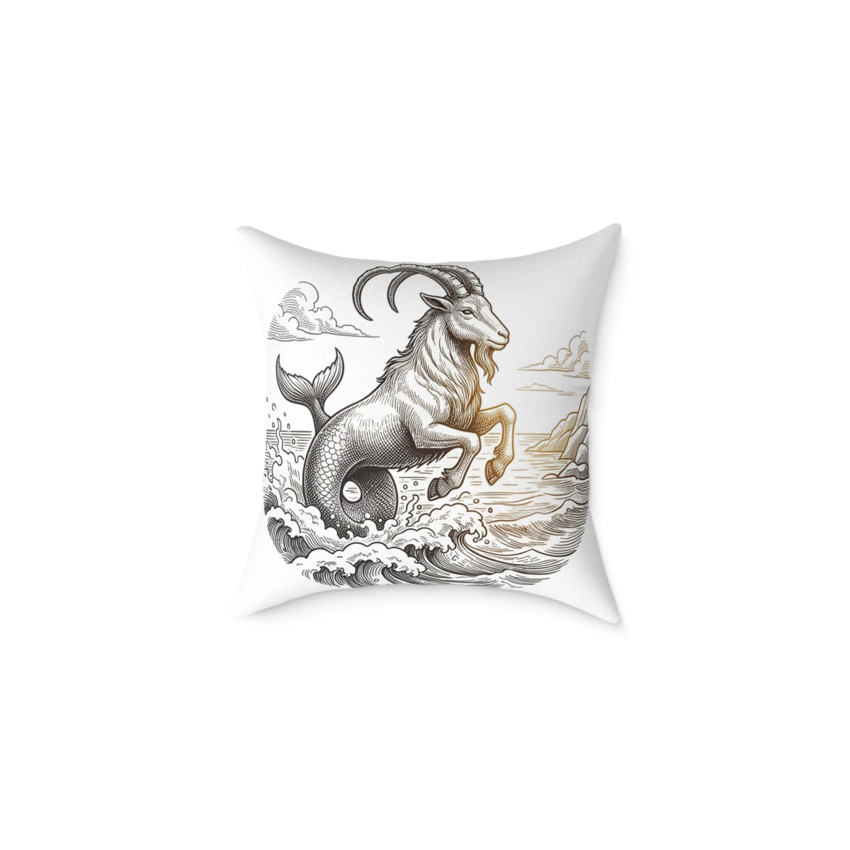 Capricorn Sea-Goat Decorative Pillow — Zodiac Mythology Throw Pillow