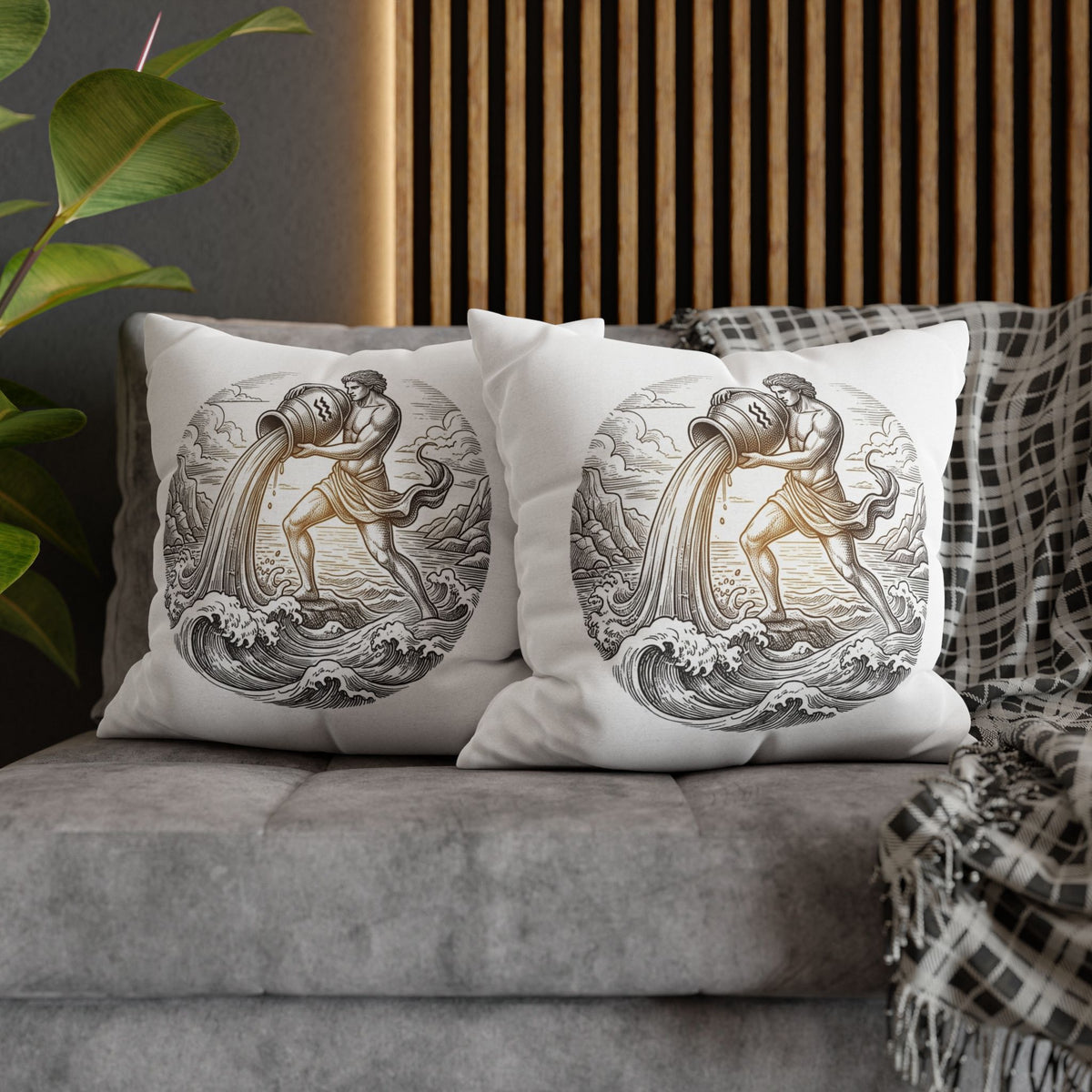 Aquarius Zodiac Throw Pillowcase — Astrology Decorative Pillow Cover