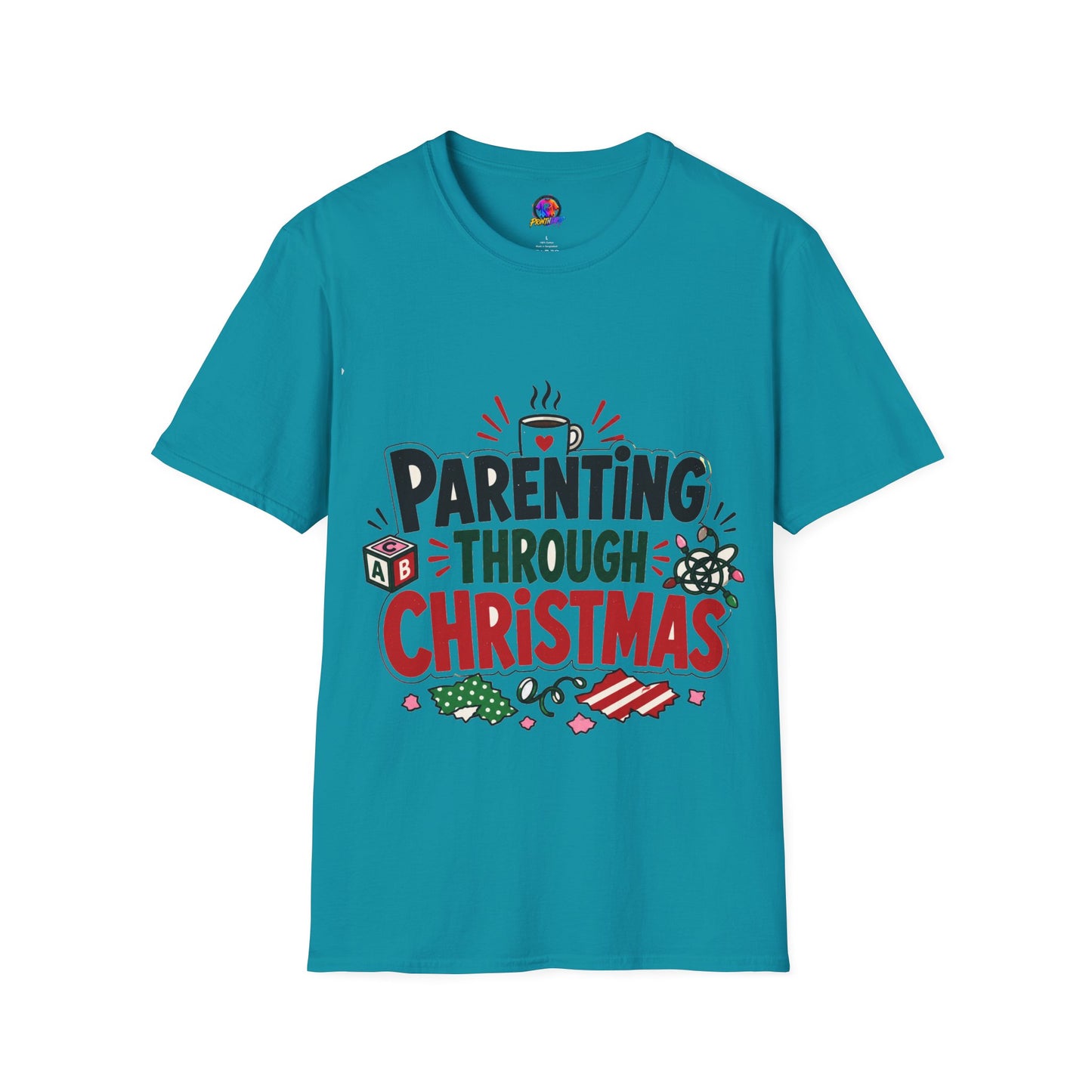 Parenting Through Christmas T-Shirt — Funny Holiday Mom Dad Tee