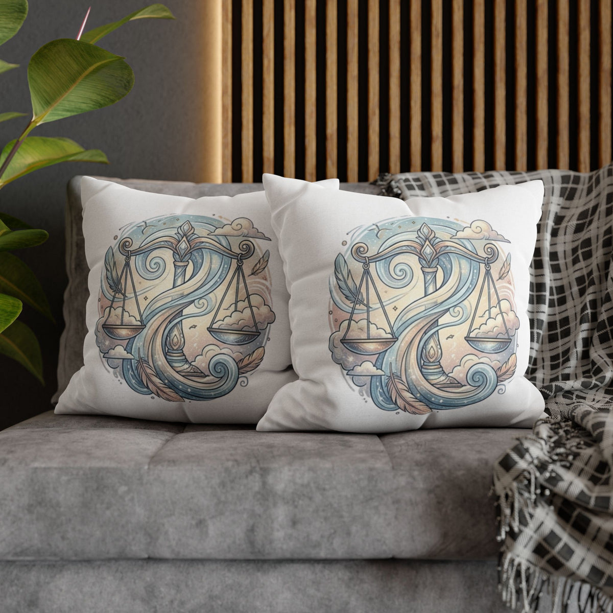 Libra Zodiac Throw Pillow pillowcase — Scales Astrology Decorative Pillowcase