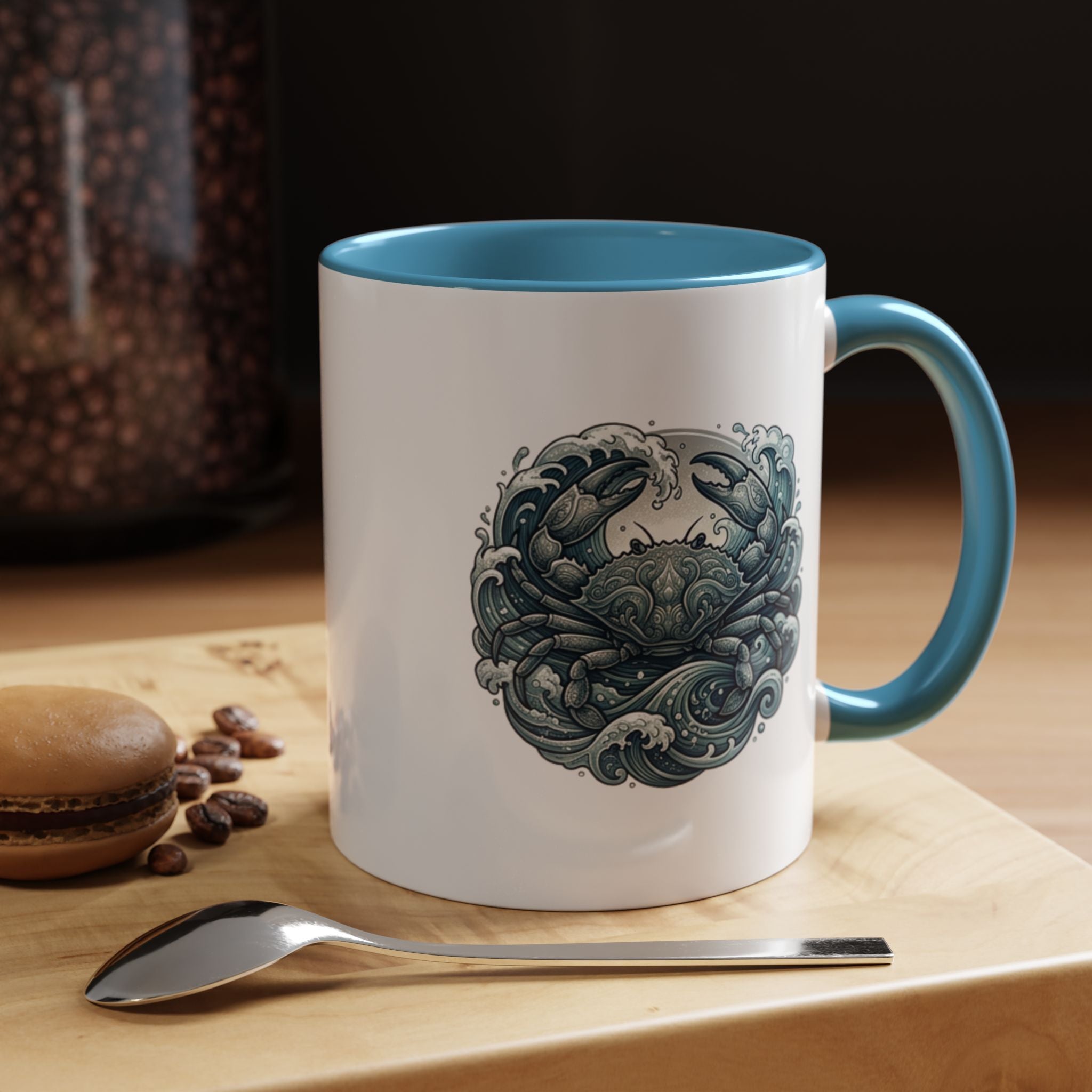 Crab Wave Accent Coffee Mug — Nautical Ocean Art