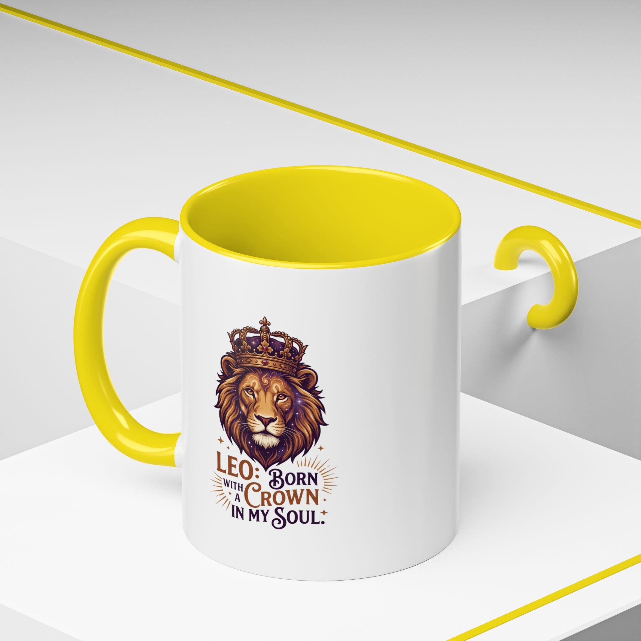Leo Zodiac Coffee Mug — "Born with a Crown in My Soul" Lion Design