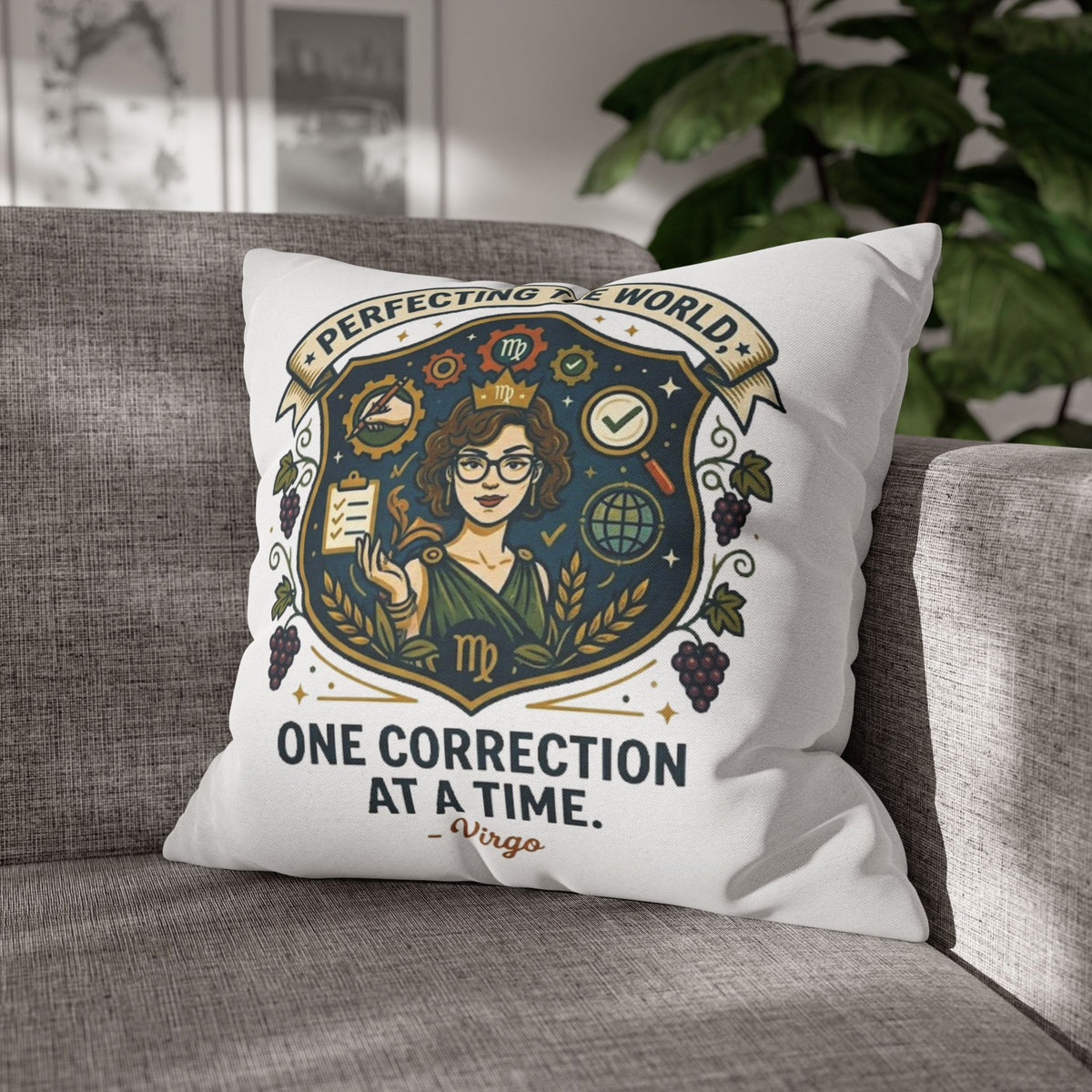 Virgo Pillow Cover pillowcase — "Perfecting the World One Correction at a Time" Decorative Cushion Case