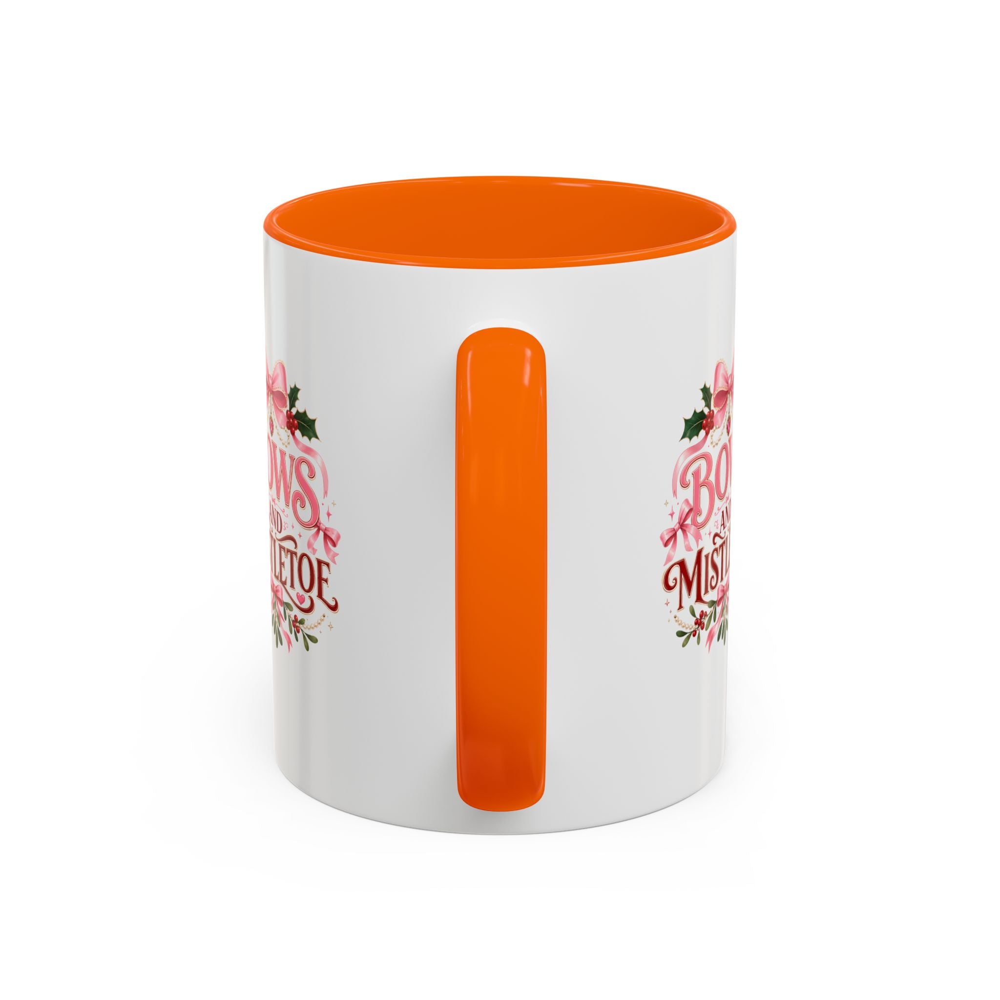 Bows and Mistletoe Accent Coffee Mug — Holiday Floral Christmas Coffee Cup