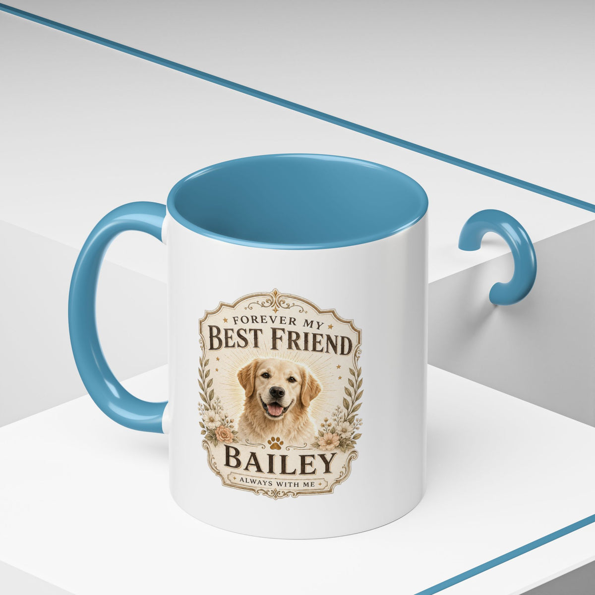 Milo Bailey Dog Dad Mom Forever My Best Friend Dog Coffee Mug — Personalized Pet Name Accent Mug