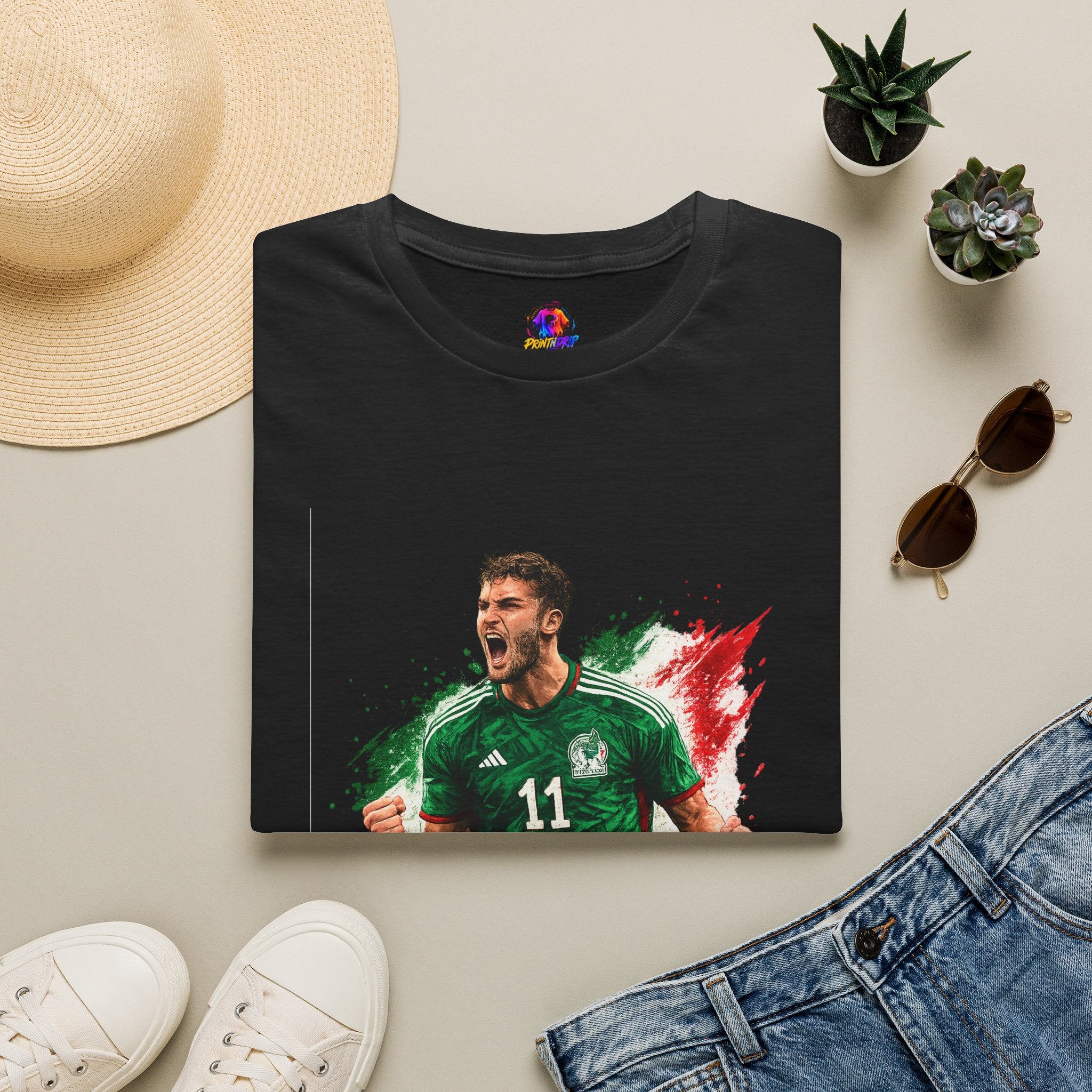 Mexico Soccer Jersey T-Shirt — Santiago Giménez Mexico #11 Fan Tee