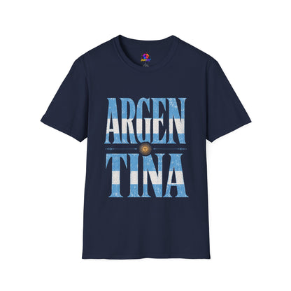 Argentina Flag Graphic T‑Shirt — Vintage Blue Distressed Typography