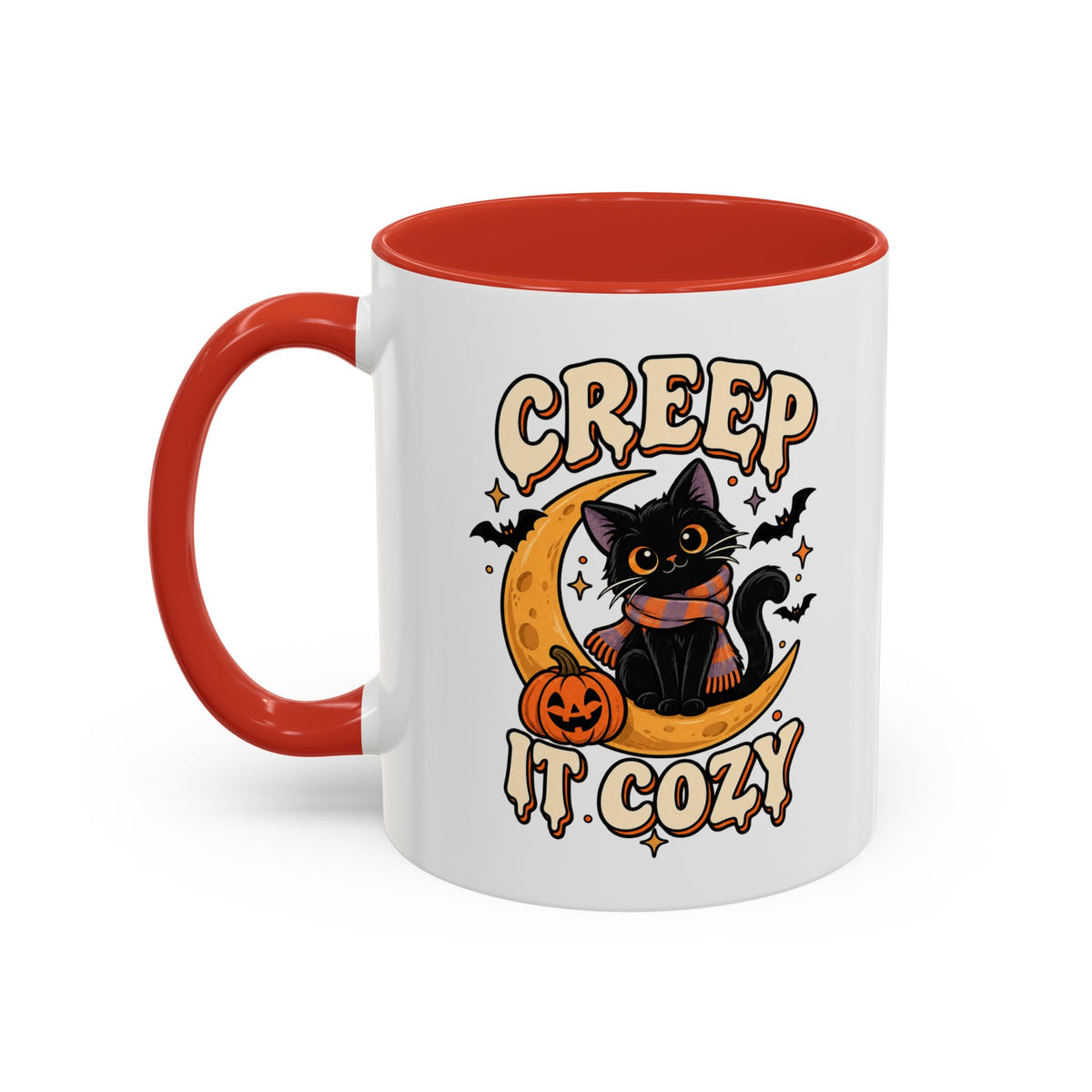 Creepy It Cozy Black Cat Halloween Accent Coffee Mug (11/15oz)