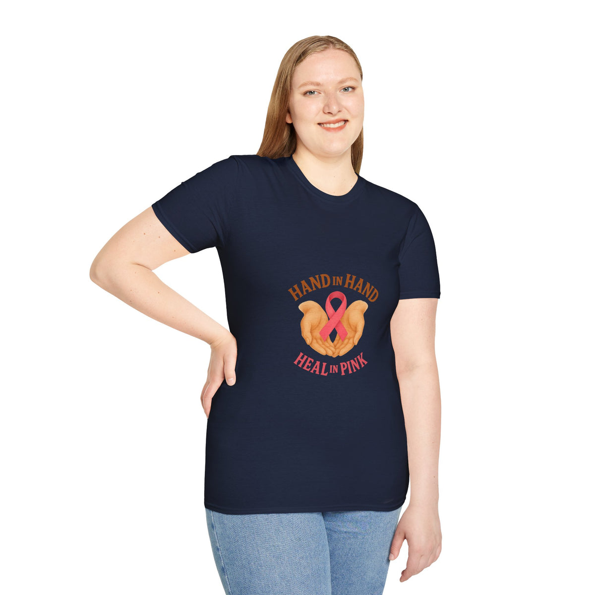 Breast Cancer Support T-Shirt – "Hand in Hand, Heal in Pink" Heart Ribbon Tee - Trending Now - October 2026
