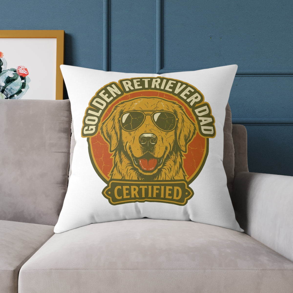 Funny Golden Retriever Dad Certified Pillow
