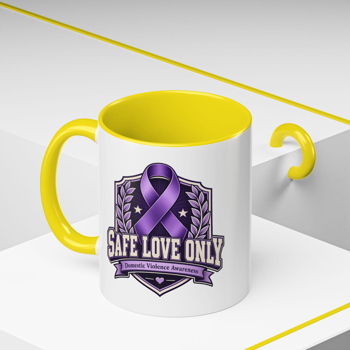 Coffee Mug — "Safe Love Only" Domestic Violence Awareness (Purple Ribbon)