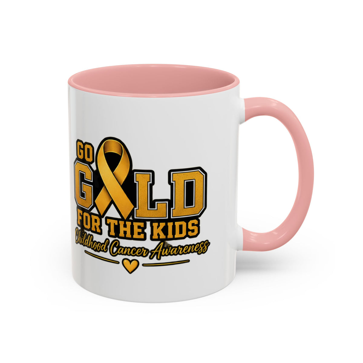 Gold For The Kids Coffee Mug — Childhood Cancer Awareness Accent Mug (11/15oz)