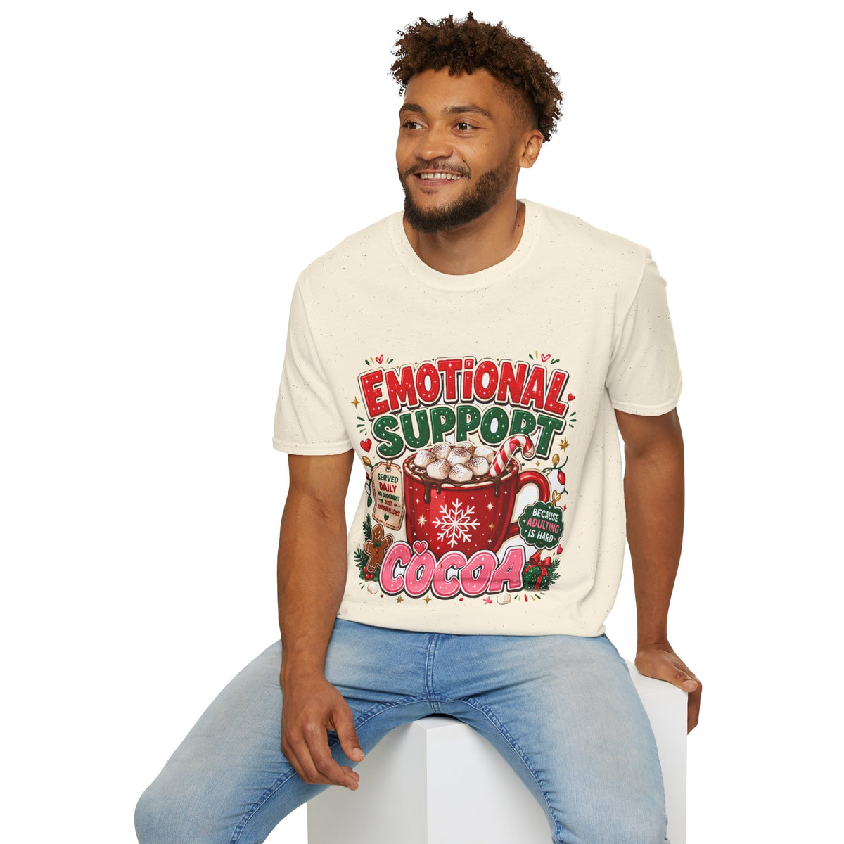Emotional Support Cocoa T-Shirt — Holiday Hot Chocolate Graphic Tee