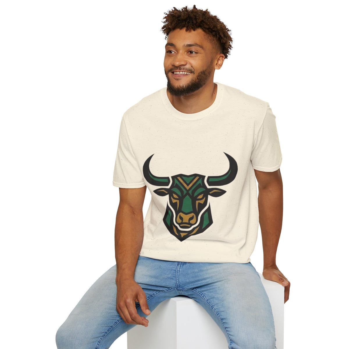 Taurus Bull Head T-Shirt — Geometric Tribal Bull Graphic Tee