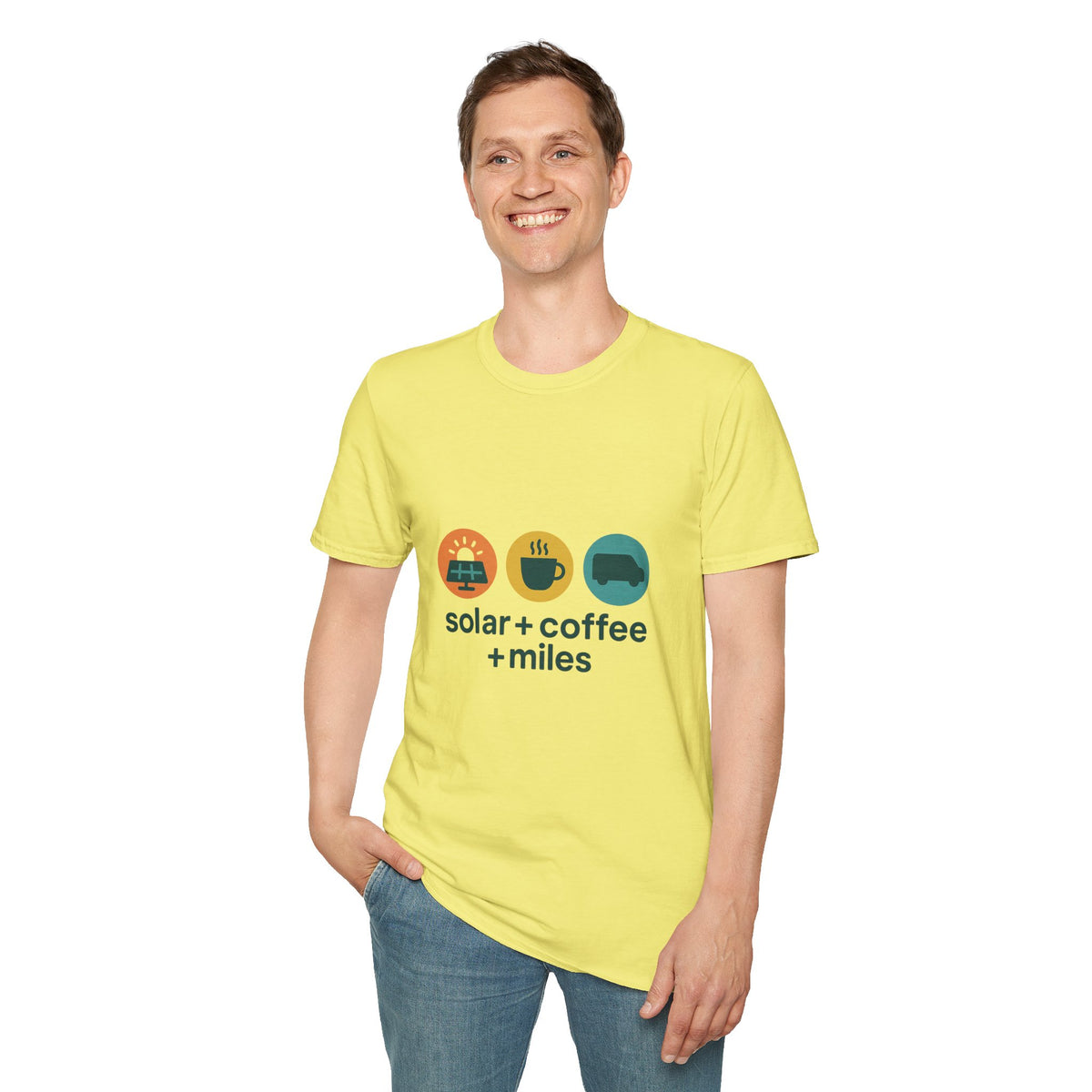 Minimalist Coffee & Camper Icons T-Shirt — Cozy Road Trip Vibes - Trending Now - August 2026
