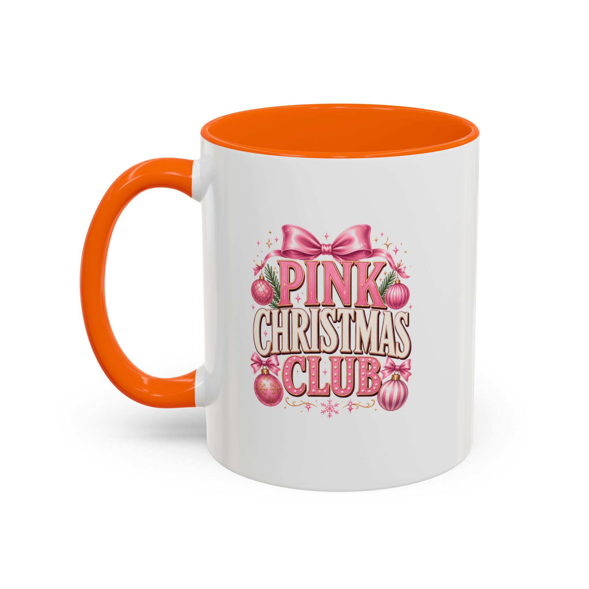 Pink Christmas Club Accent Coffee Mug — Festive Holiday Coffee Cup
