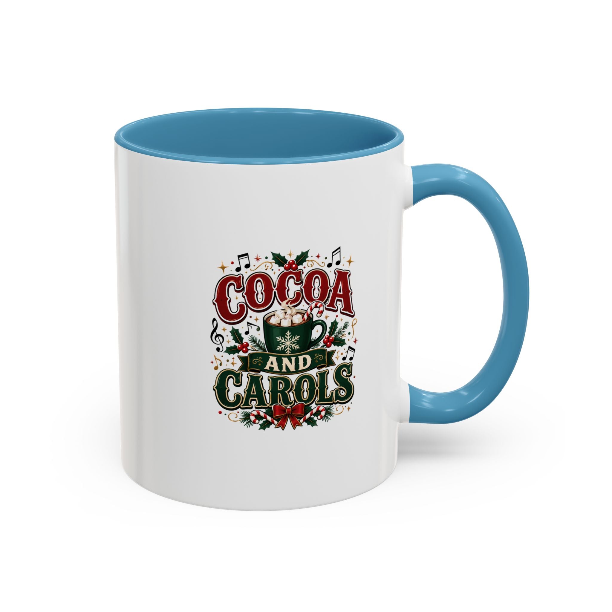Cocoa and Carols Accent Coffee Mug — Holiday Christmas Cocoa Mug