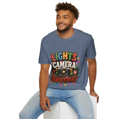 Lights Camera Christmas T-Shirt — Retro Marquee Holiday Tee
