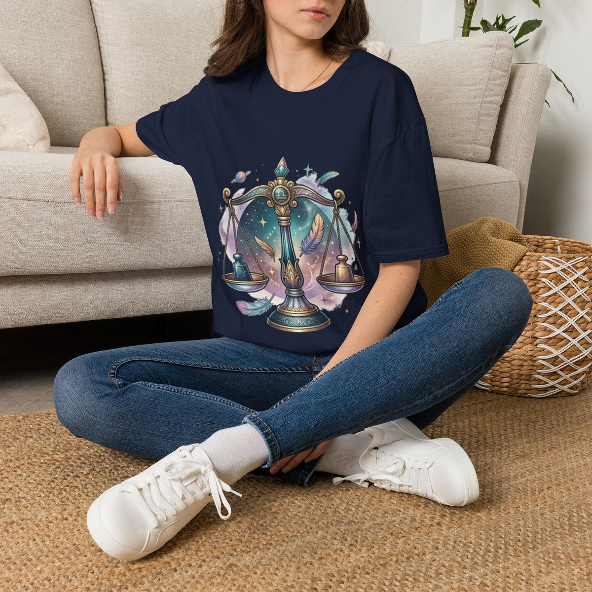 Libra Scales Zodiac T-Shirt — Celestial Astrology Graphic Tee