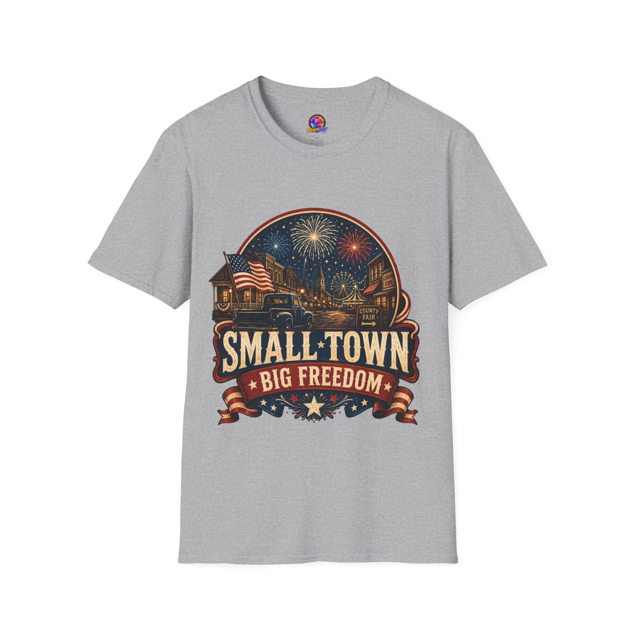 Small Town Big Freedom T-Shirt — Patriotic 4th of July Fireworks Tee