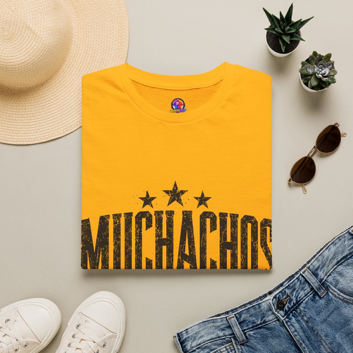 Muchachos Graphic T‑Shirt — Vintage Distressed Crew Tee - Argentina Song, slogan, favorite chant