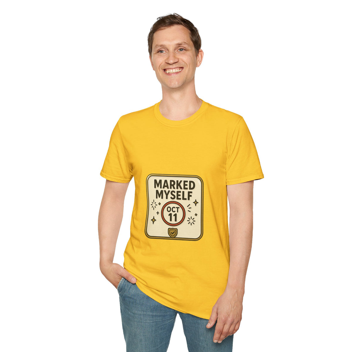 Marked Myself Oct 11 Badge T-Shirt — Minimalist Anniversary/Reminder Tee - Trending Now - October 2026