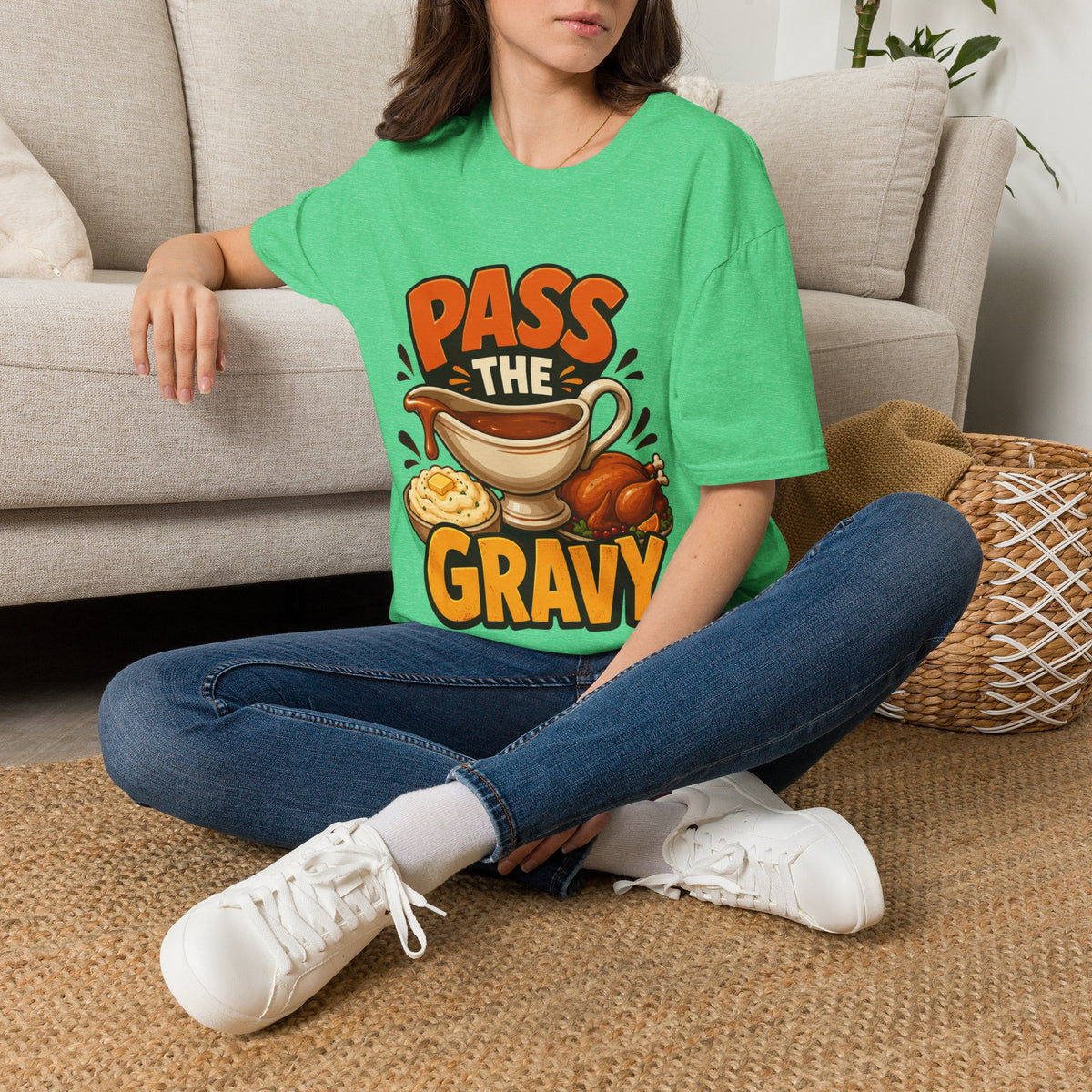 Thanksgiving T-Shirt Pass the Gravy T-Shirt — Funny Thanksgiving Turkey Dinner Tee