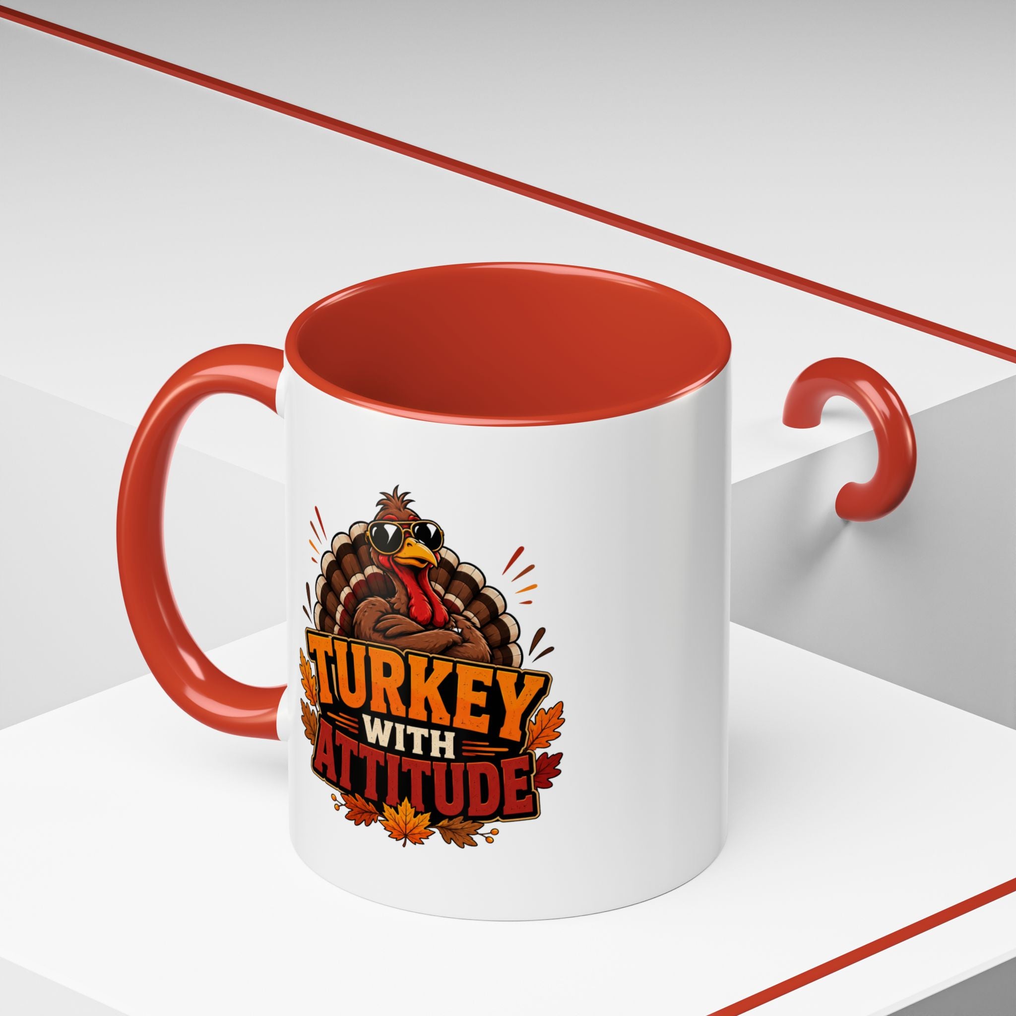 Thanksgiving Mug Turkey With Attitude Coffee Mug — Funny Thanksgiving Accent Mug