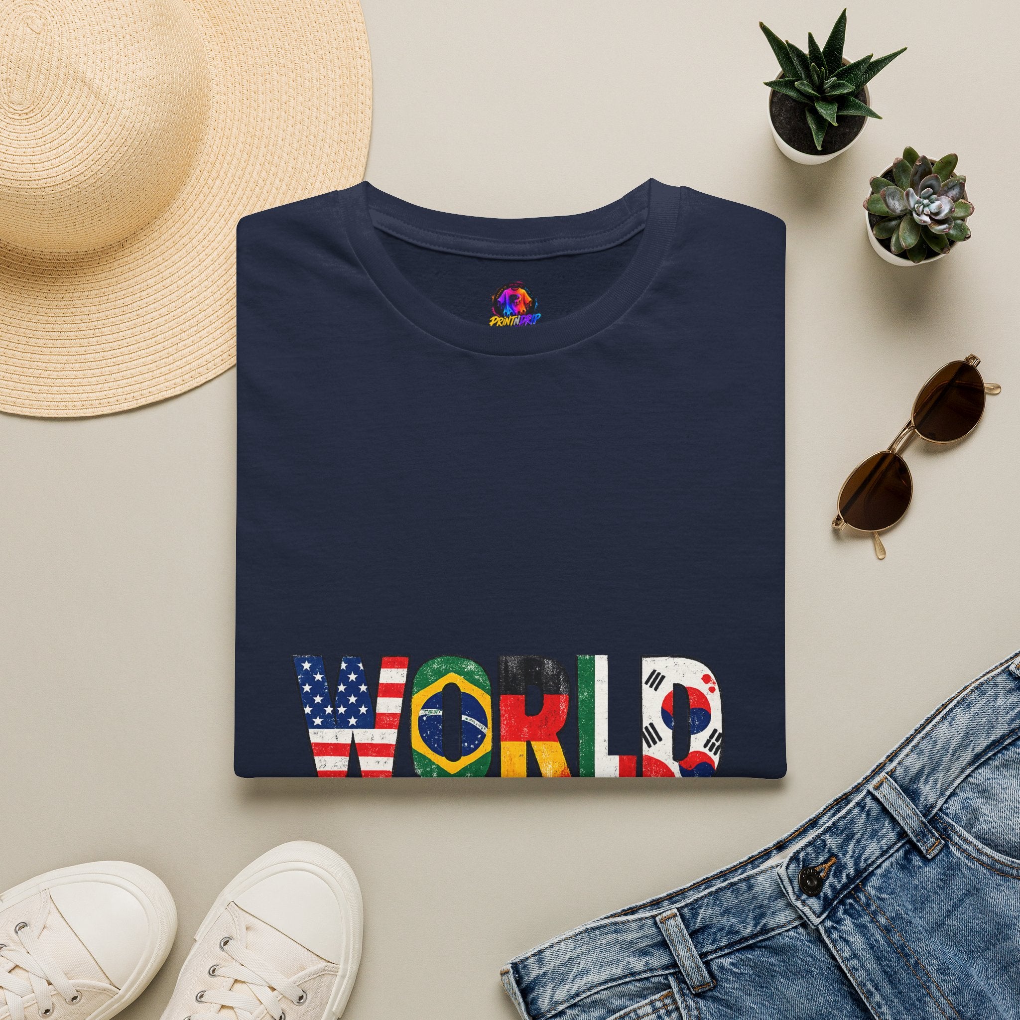 World Cup Flag Graphic T-Shirt — 'WORLD CUP' International Soccer Fans Tee