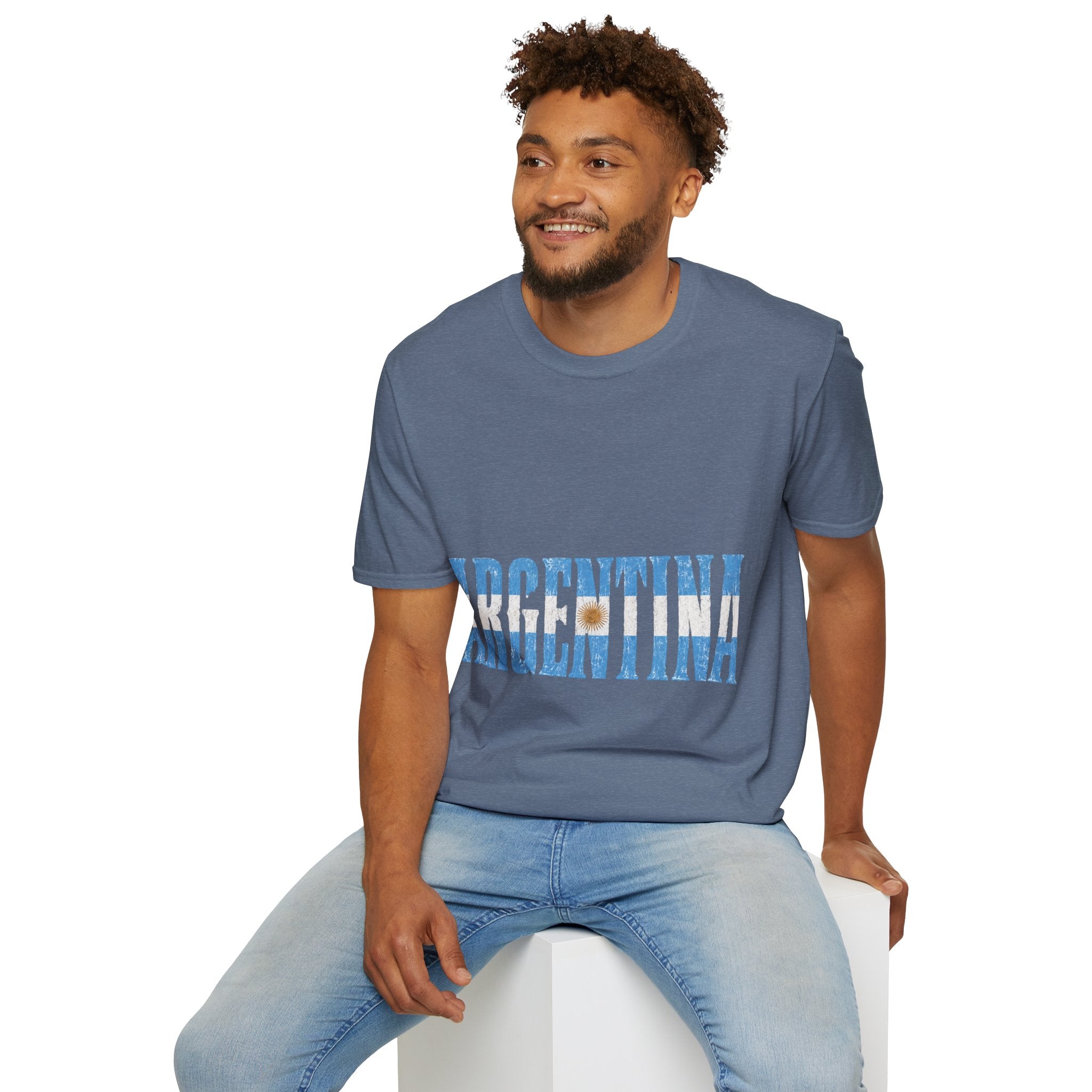 Argentina Beach Vibes T-Shirt — Distressed Blue "ARGENTINA" Graphic