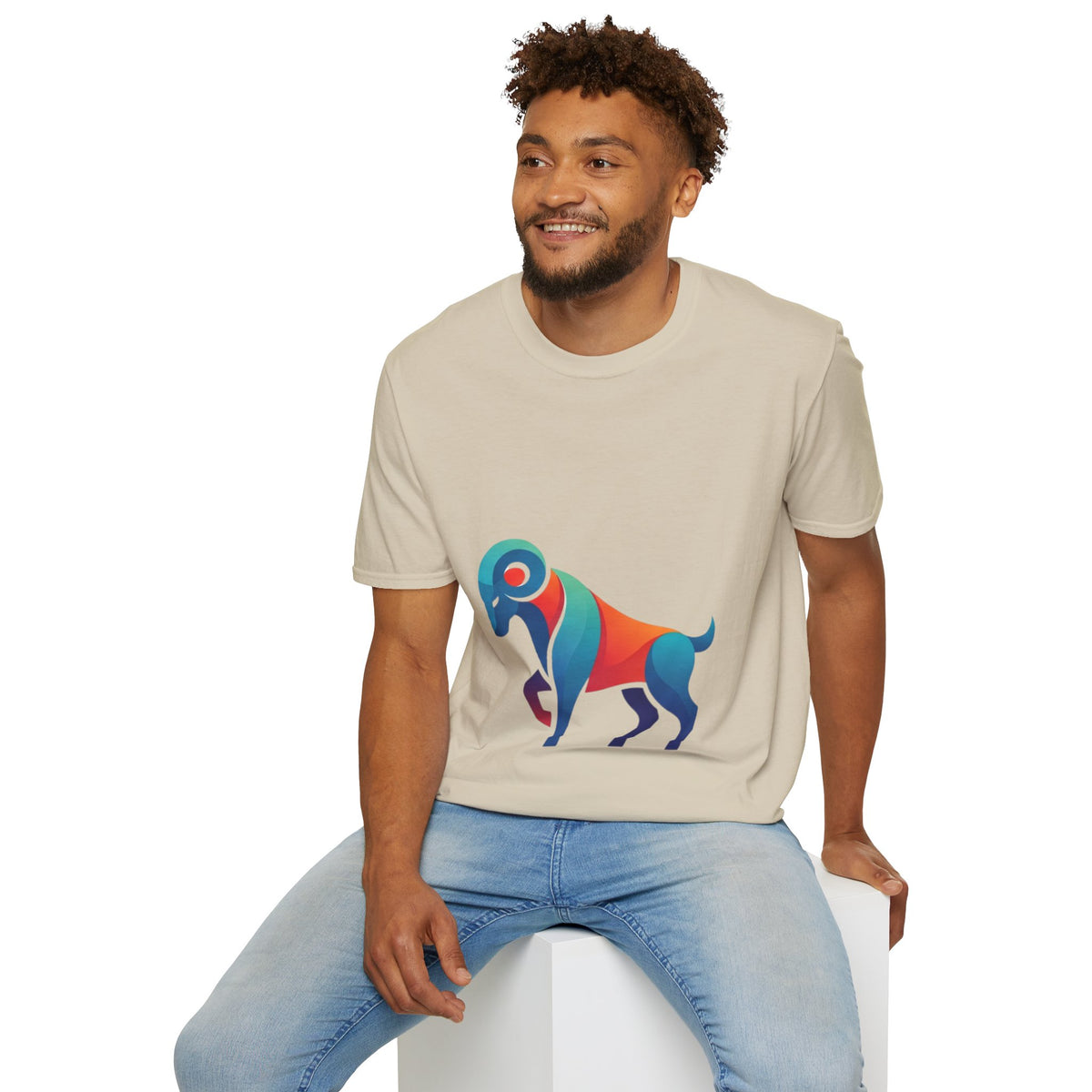 Aries Zodiac  Colorful Ram T-Shirt — Abstract Multicolor Aries Graphic Tee