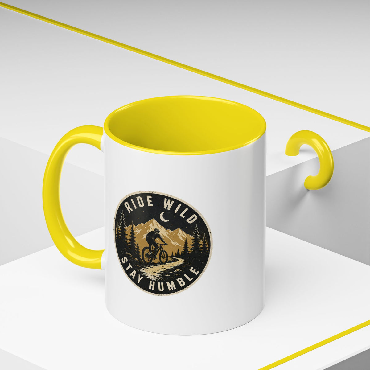 Milo Bailey Dog Dad Mom Ride Wild Stay Humble Accent Coffee Mug — Mountain Biking Adventure Travel Gift