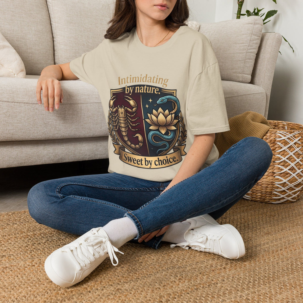 Intimidating by Nature T-Shirt — Scorpion & Snake Badge Design
