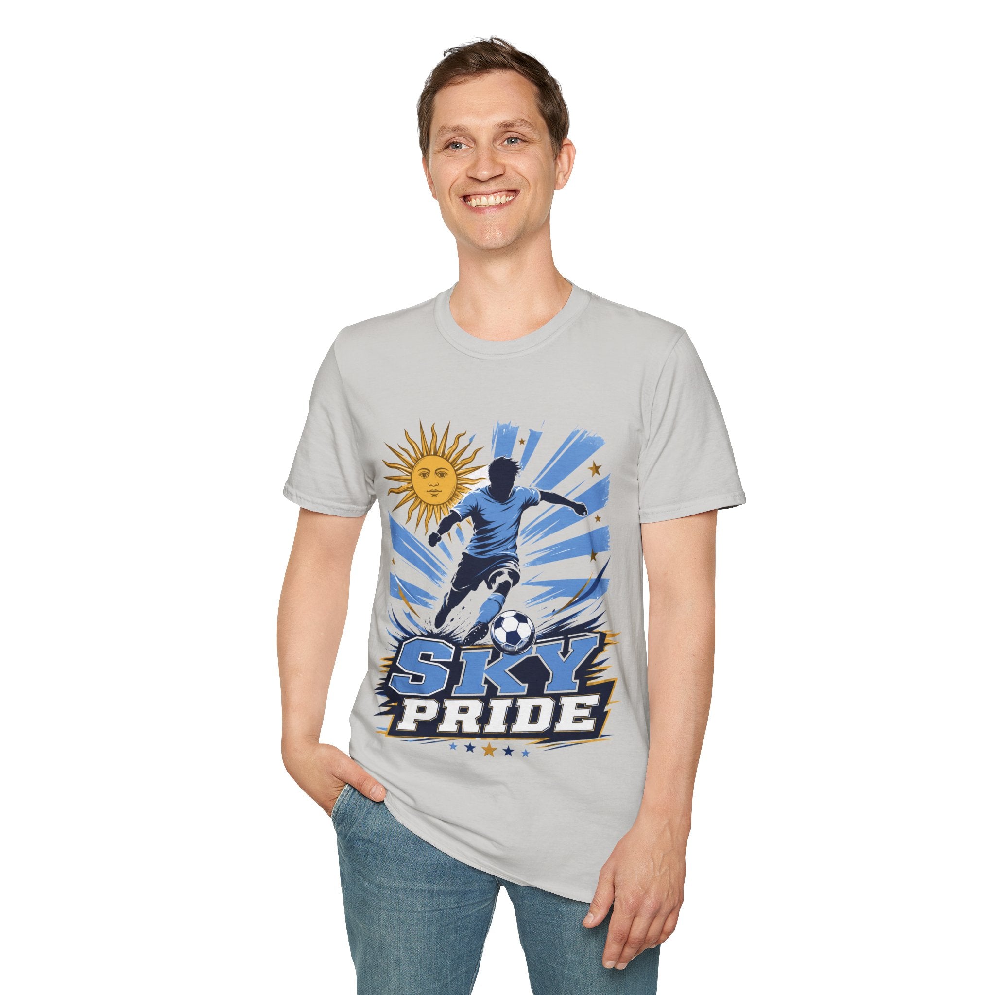 Uruguay Soccer Sky Pride T-Shirt — Argentina Sun Football Graphic Tee