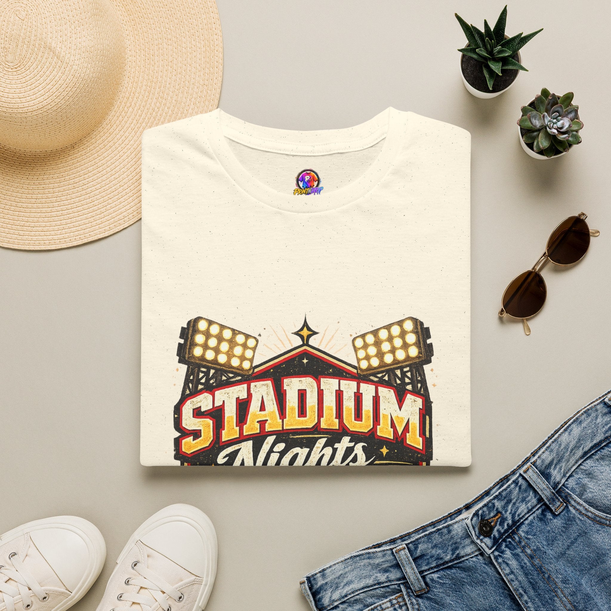Stadium Nights T-Shirt — Vintage Sports Lights Graphic Tee
