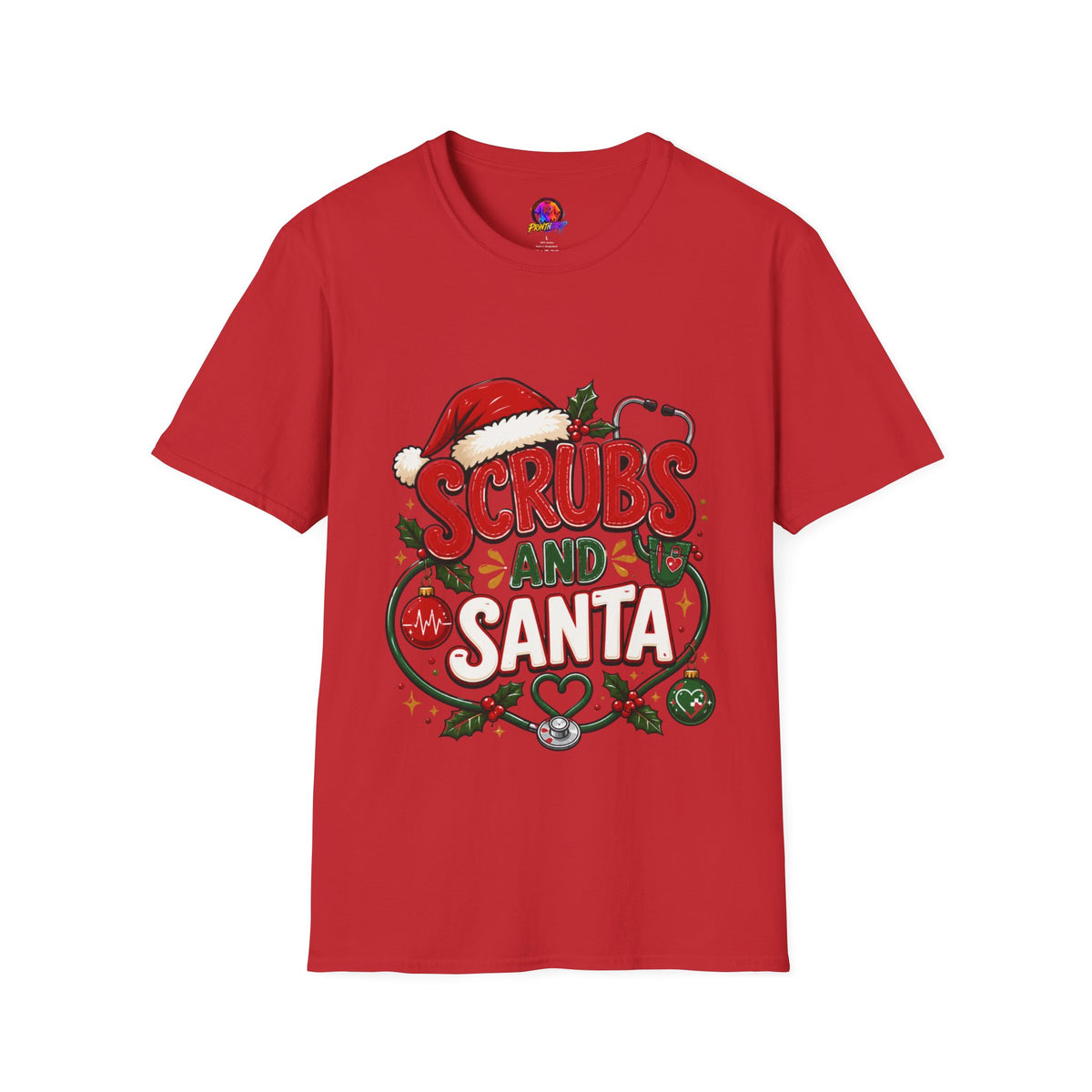 Scrubs and Santa Christmas Tee — Funny Nurse Holiday T-Shirt
