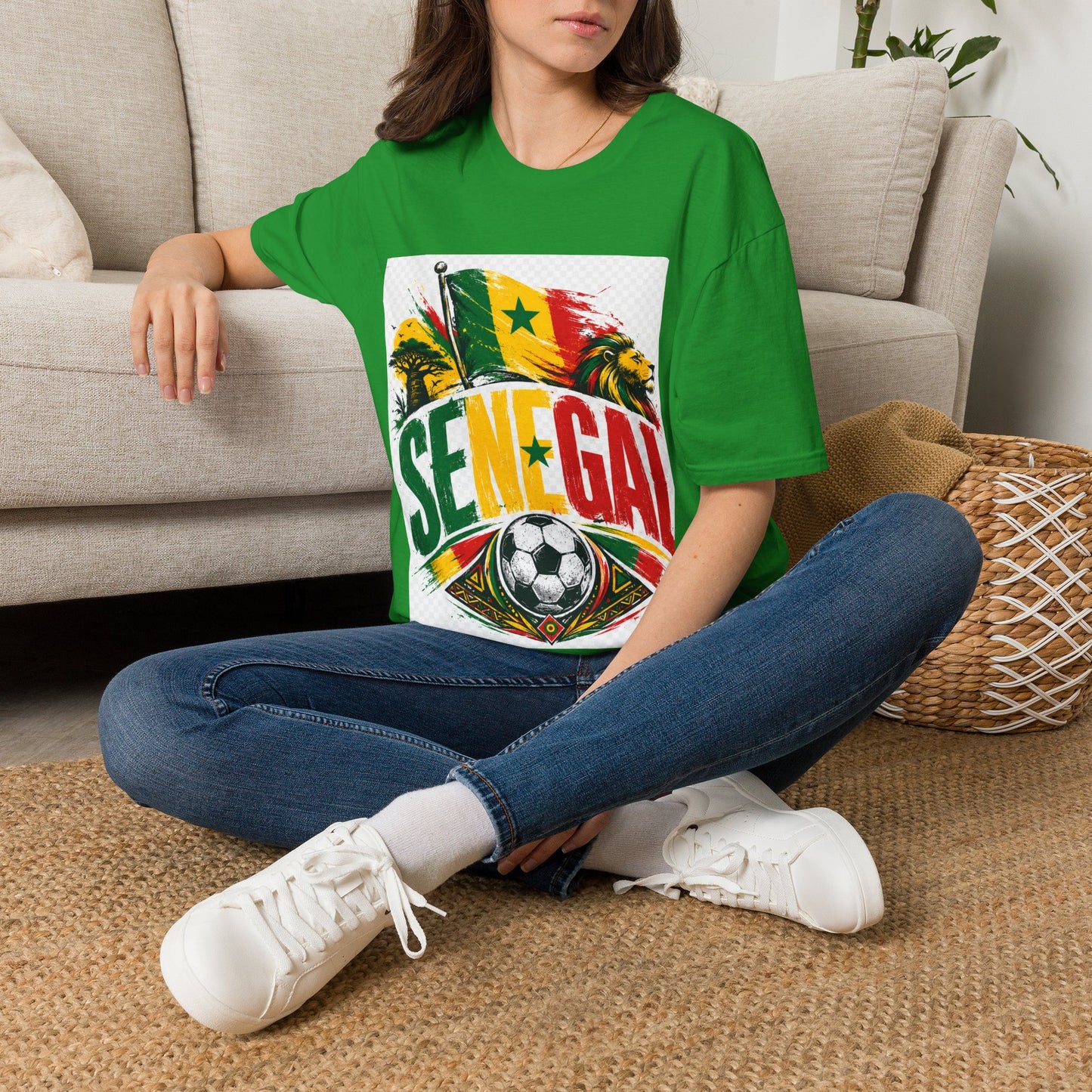 Senegal Flag Soccer T-Shirt — Lion & Football Pride Tee