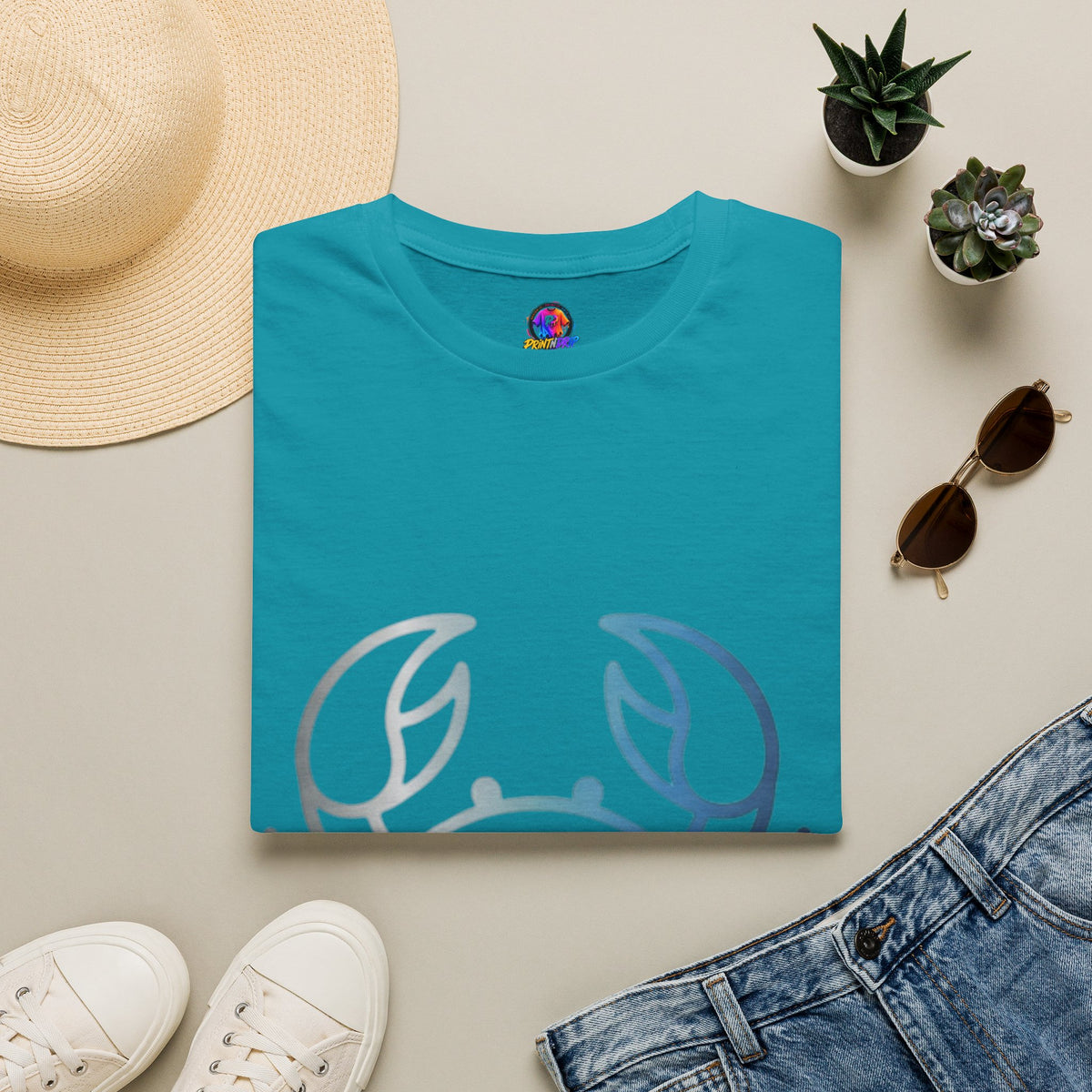 Cancer Zodiac Crab Graphic T-Shirt — Minimal Coastal Zodiac Summer Tee
